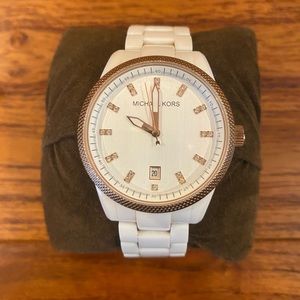 Michael Kors White and Rose Gold Watch